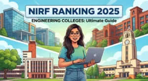 NIRF Ranking 2025 Engineering Colleges with Exam Girl Character