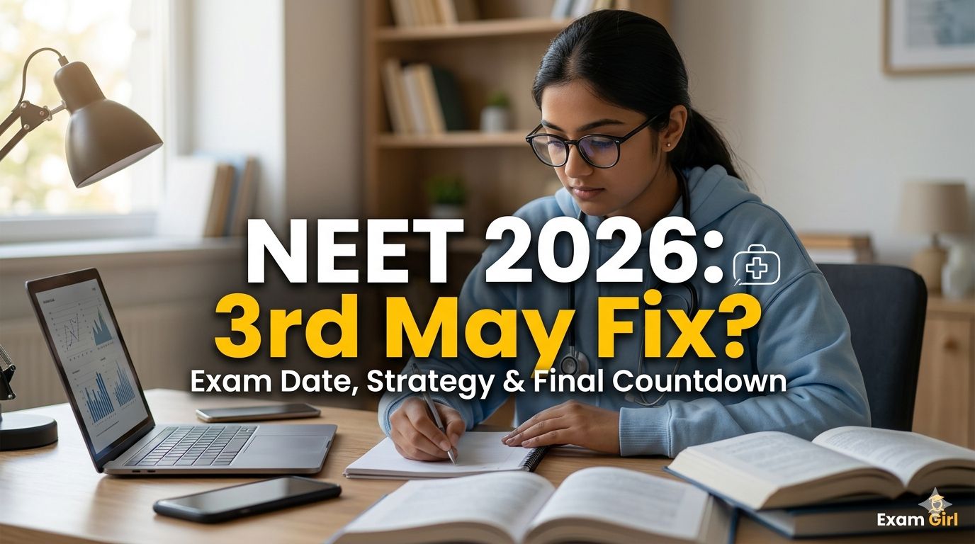 NEET UG 2026 Exam Date on May 3rd, student studying at dawn with AIIMS ambition - Exam Gril