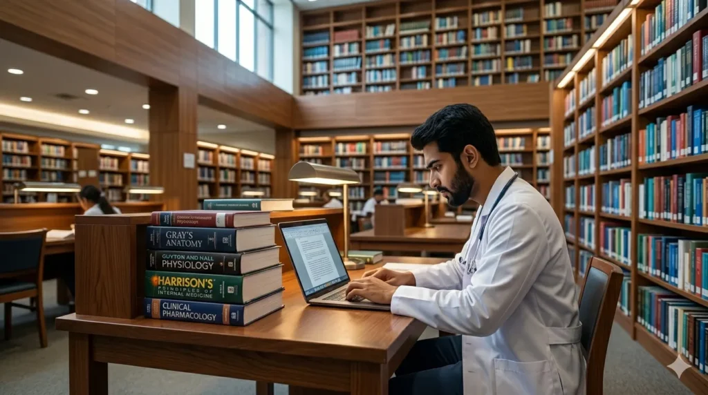 Inside the central library of JSS Medical College