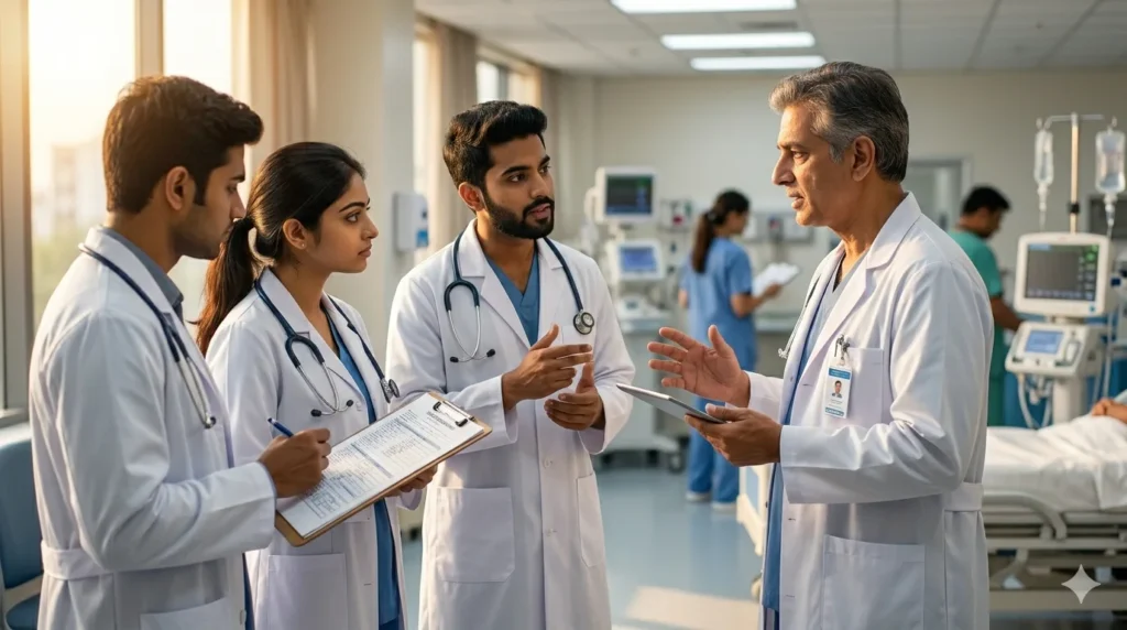 MBBS students receiving clinical training at JSS Hospital