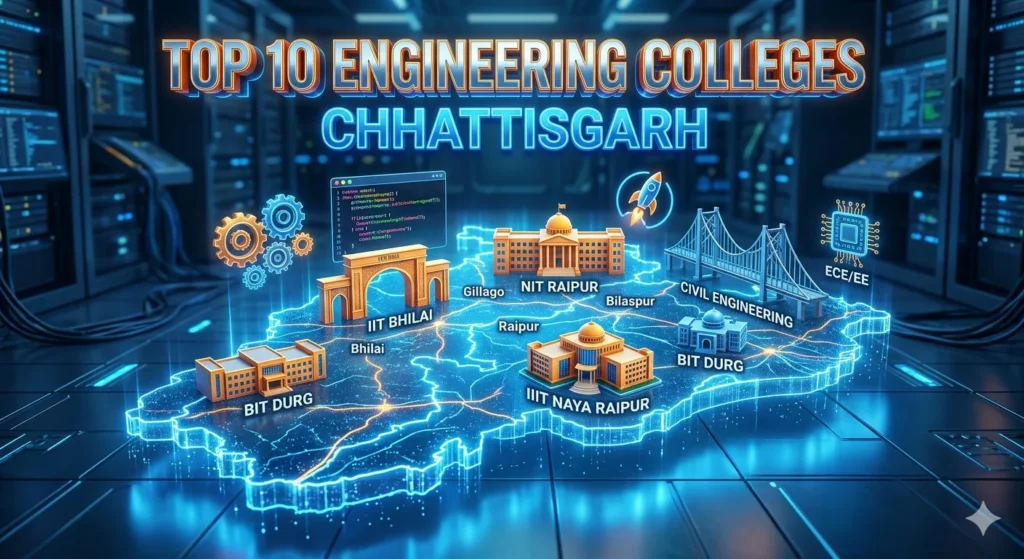 Top 10 engineering colleges in Chhattisgarh visual ranking conceptual image.