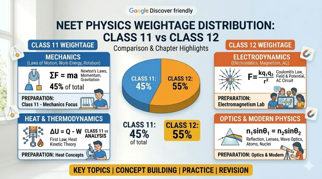 Class 11 vs Class 12 NEET Physics weightage comparison