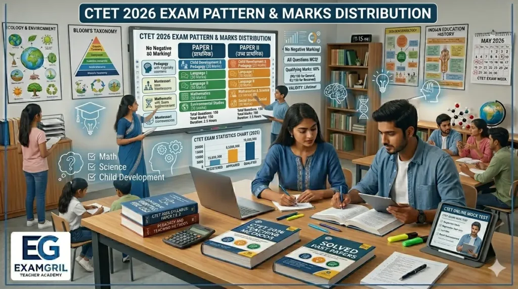 CTET Paper 1 and Paper 2 syllabus infographic