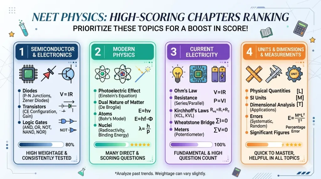 High scoring chapters for NEET Physics quick revision