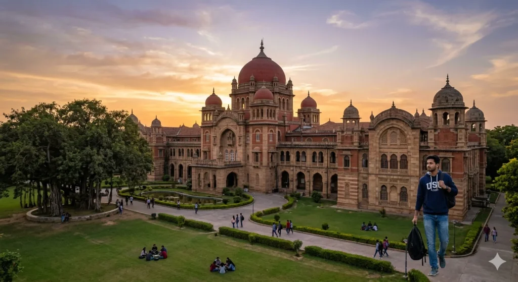 The beautiful, royal architecture of the Maharaja Sayajirao University (MSU) Baroda campus.