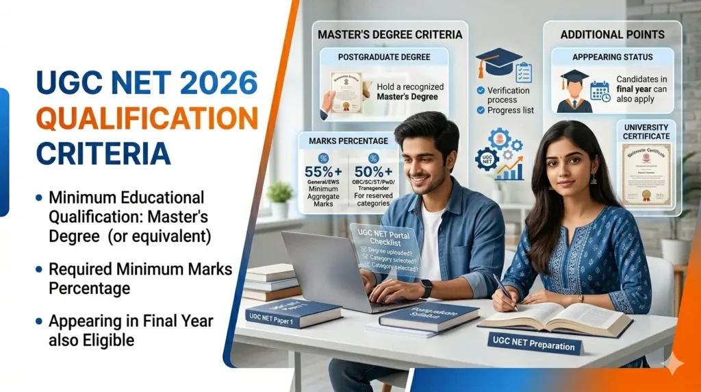 UGC NET educational qualification and minimum marks criteria