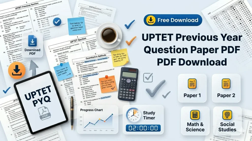 UPTET previous year question paper infographic for Paper 1 and Paper 2 PDF download