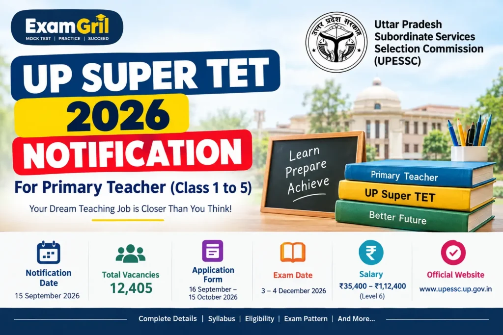 UP Super TET 2026 Notification, vacancy, form date and exam date